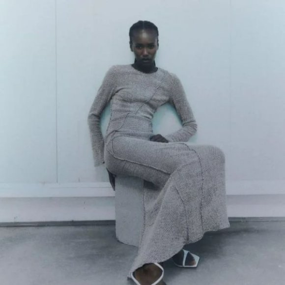 ZARA PRONOUNCED SEAM MIDI DRESS - Picture 5 of 15